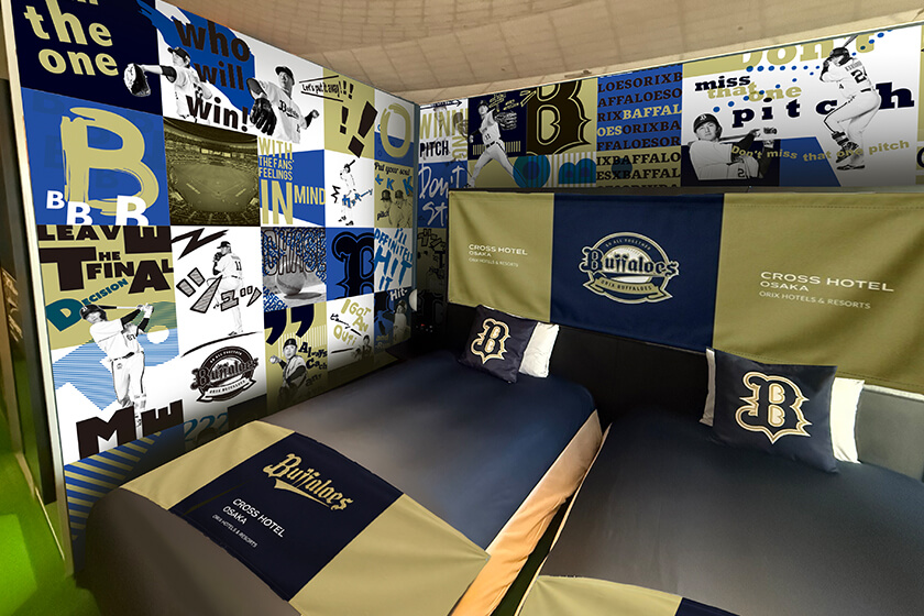 １日１室限定「Bs ROOM 2026」本日より販売開始！<br>臨場感 あふれる没入体験型ルームで<br>バファローズを思う存分楽しむ